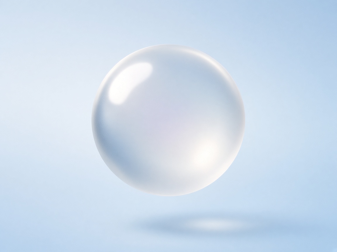 A calm glass orb on a pale sky
